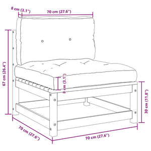 Set Divani da Giardino 3 pz Cuscini Marrone ambra Pino Massello 805768