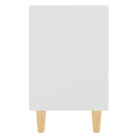 Comodino con Gambe in Legno Massello-Tavolino da notte Bianco 40x30x50 cm