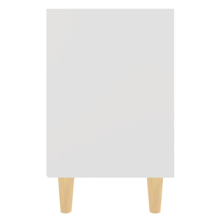 Comodino con Gambe in Legno Massello-Tavolino da notte Bianco 40x30x50 cm
