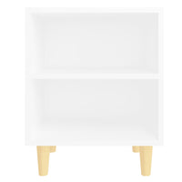 Comodini con Gambe in Legno Massello 2pz-Set di 2 Tavolino da notte Bianchi 40x30x50 cm 165562