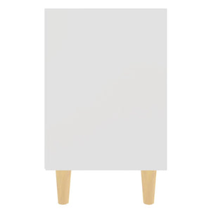 Comodini con Gambe in Legno Massello 2pz Bianchi 40x30x50 cm 805780