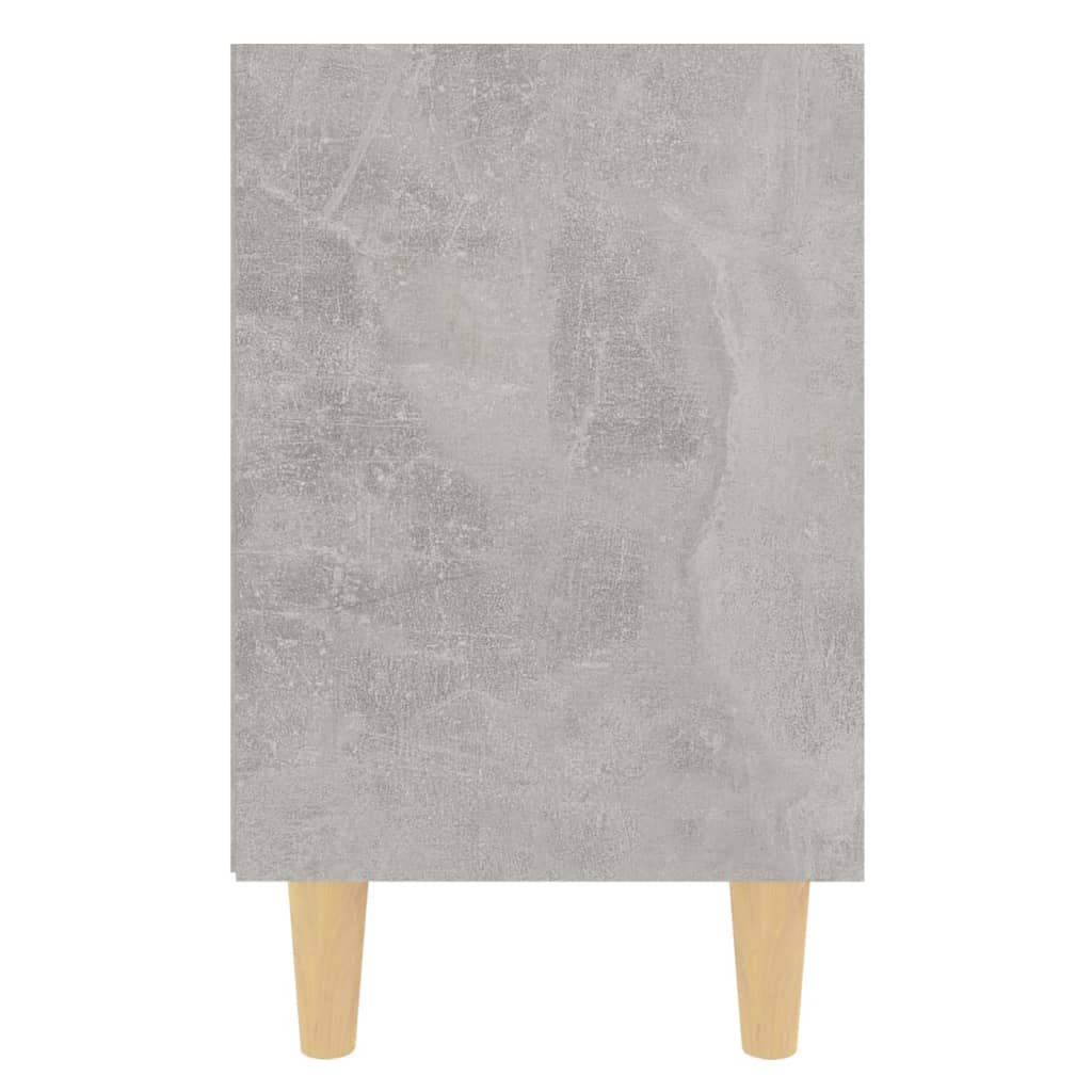 Comodino con Gambe in Legno Massello Grigio Cemento 40x30x50 cm 805787