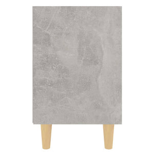 Comodino con Gambe in Legno Massello Grigio Cemento 40x30x50 cm 805787