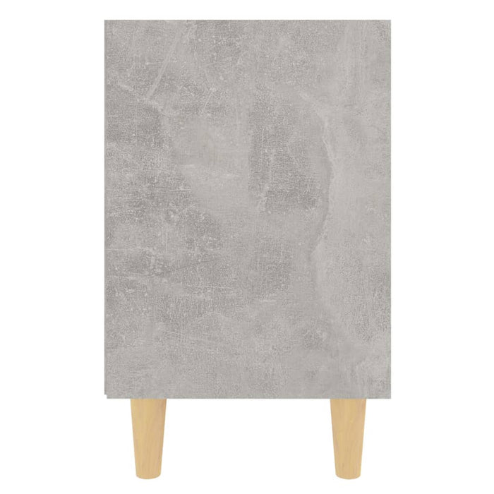 Comodino con Gambe in Legno Massello Grigio Cemento 40x30x50 cm 805787