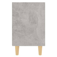 Comodino con Gambe in Legno-Tavolino da notte Massello Grigio Cemento 40x30x50 cm 114323