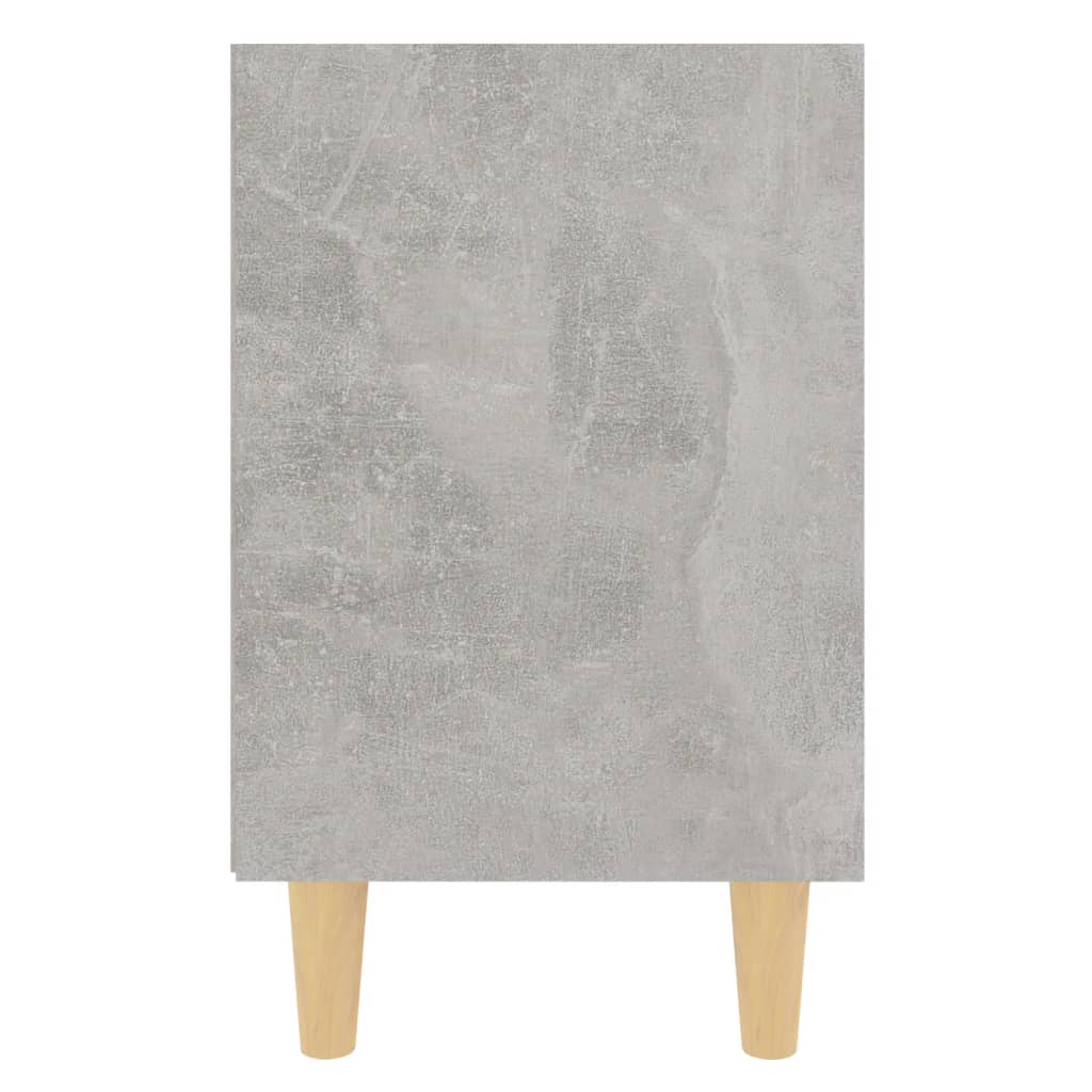 Comodini Gambe in Legno Massello 2pz-Set di 2 Tavolino da notte Grigio Cemento 40x30x50 cm 251316