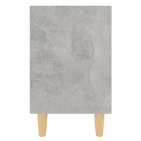 Comodini Gambe in Legno Massello 2pz-Set di 2 Tavolino da notte Grigio Cemento 40x30x50 cm 251316