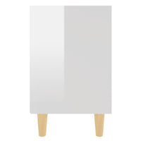 Comodini Gambe in Legno Massello 2pz-Set di 2 Tavolino da notte Bianco Lucido 40x30x50 cm
