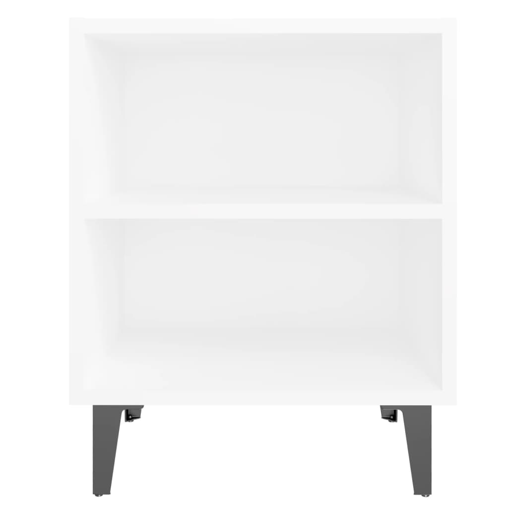 Comodini con Gambe in Metallo 2 pz-Set di 2 Tavolino da notte Bianchi 40x30x50 cm