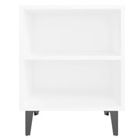Comodini con Gambe in Metallo 2 pz-Set di 2 Tavolino da notte Bianchi 40x30x50 cm