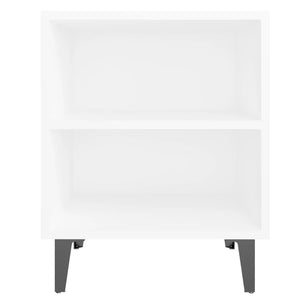 Comodini con Gambe in Metallo 2 pz-Set di 2 Tavolino da notte Bianchi 40x30x50 cm