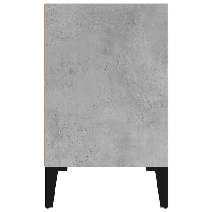 Comodino con Gambe in Metallo-Tavolino da notte Grigio Cemento 40x30x50 cm 187421