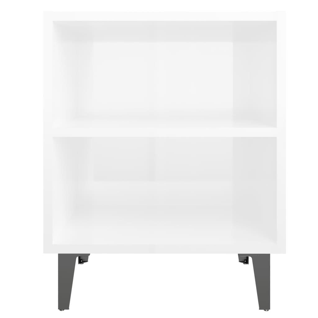 Comodino con Gambe in Metallo Bianco Lucido 40x30x50 cm cod mxl 31049