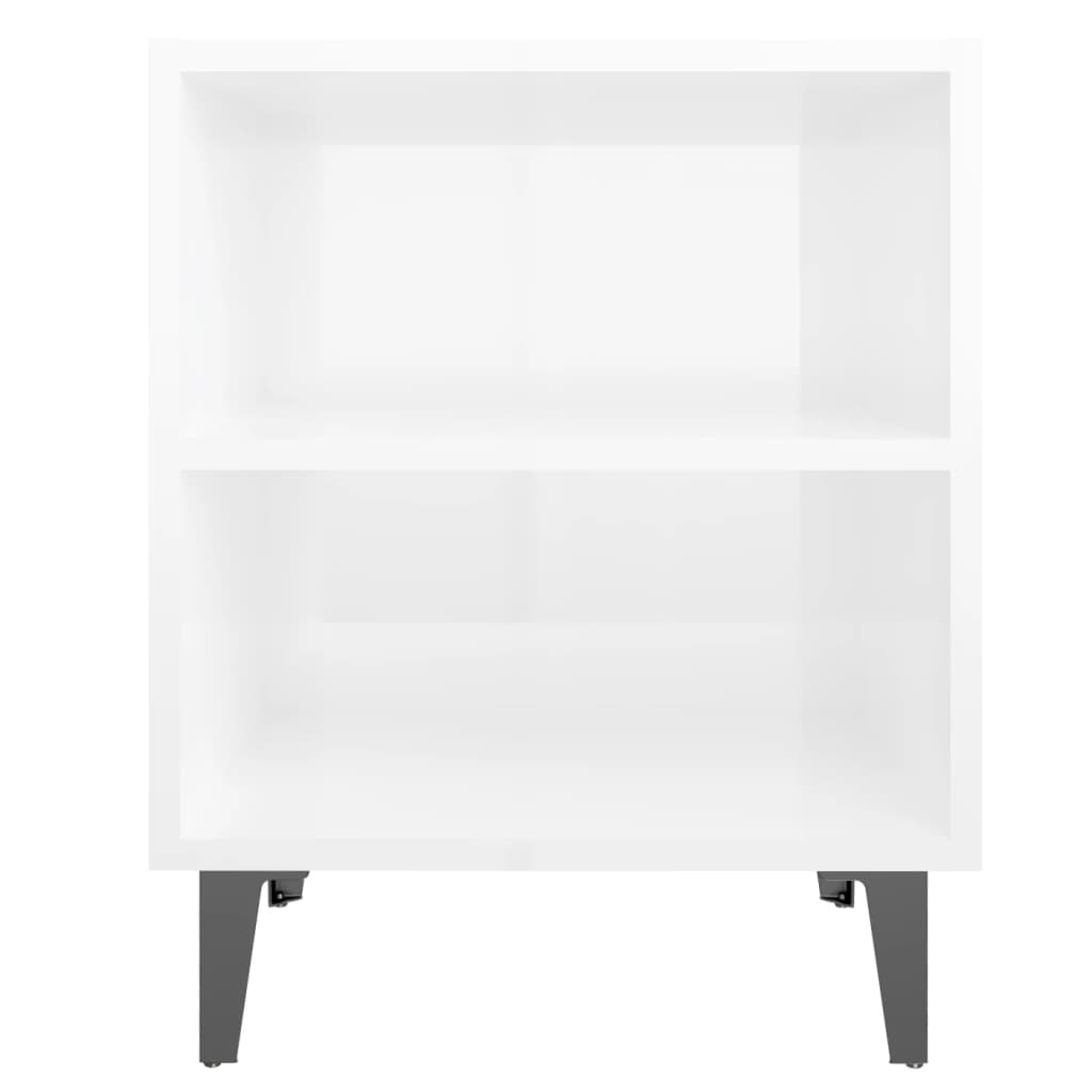 Comodini con Gambe in Metallo 2pz Bianco Lucido 40x30x50 cm 805810