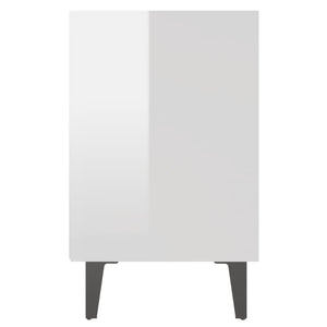 Comodini con Gambe in Metallo 2pz-Set di 2 Tavolino da notte Bianco Lucido 40x30x50 cm