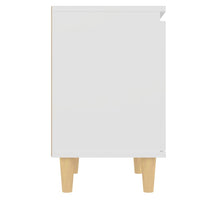 Comodino con Gambe in Legno-Tavolino da notte Massello Bianco 40x30x50 cm