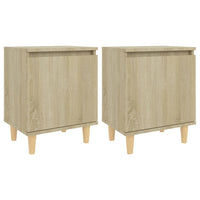 Comodini Gambe in Legno Massello 2pz-Set di 2 Tavolino da notte Rovere Sonoma 40x30x50cm 587459