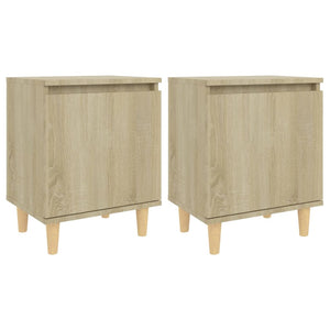 Comodini Gambe in Legno Massello 2pz-Set di 2 Tavolino da notte Rovere Sonoma 40x30x50cm 587459