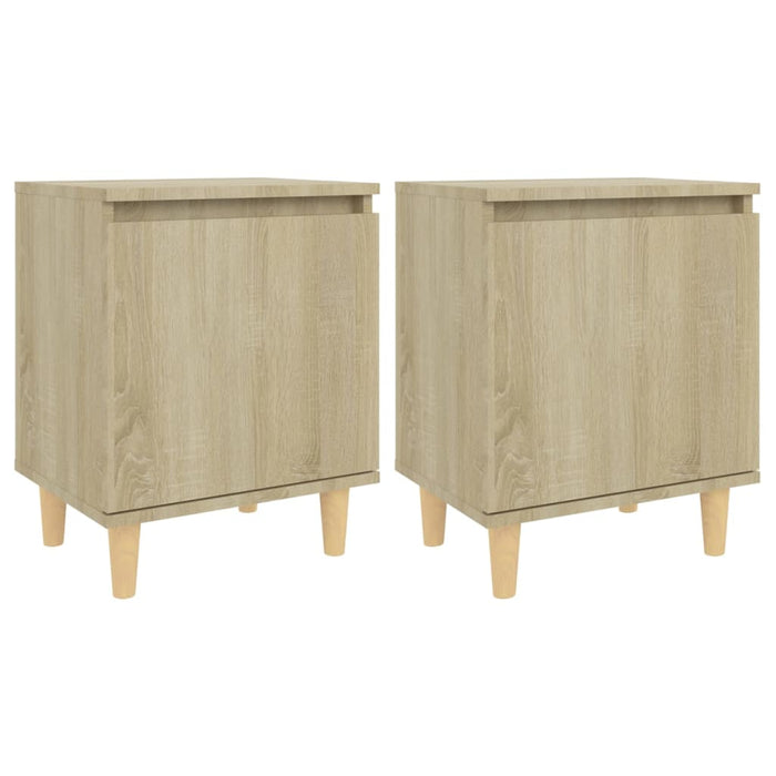 Comodini Gambe in Legno Massello 2pz-Set di 2 Tavolino da notte Rovere Sonoma 40x30x50cm 587459