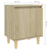 Comodini Gambe in Legno Massello 2pz-Set di 2 Tavolino da notte Rovere Sonoma 40x30x50cm 587459