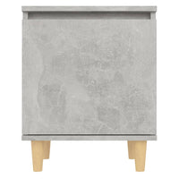 Comodino con Gambe in Legno-Tavolino da notte Massello Grigio Cemento 40x30x50 cm 102235