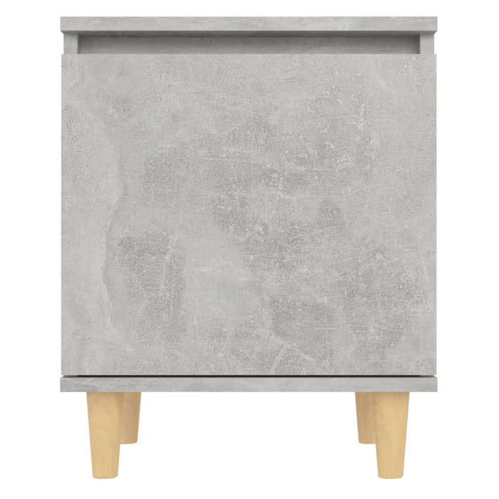 Comodino con Gambe in Legno-Tavolino da notte Massello Grigio Cemento 40x30x50 cm 102235