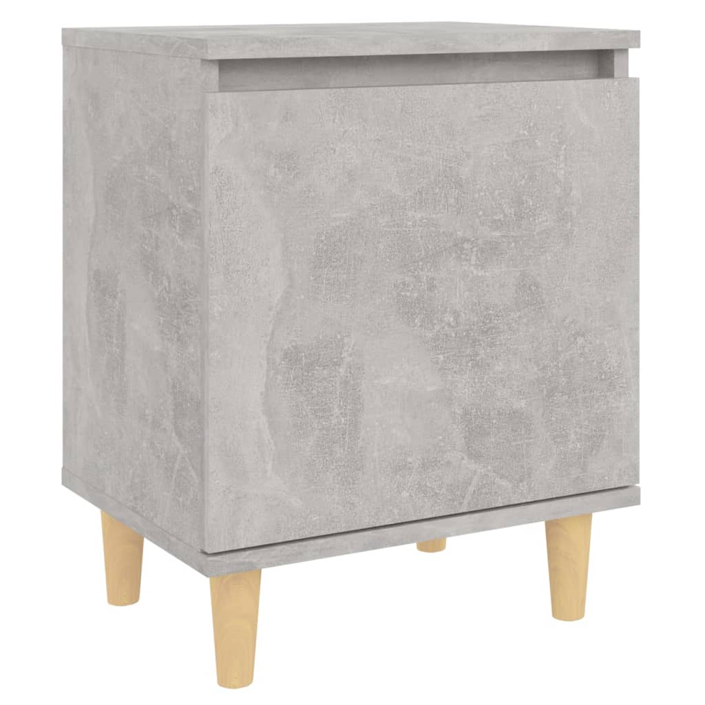 Comodini Gambe in Legno Massello 2pz Grigio Cemento 40x30x50 cm 805824