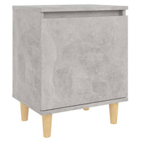 Comodini Gambe in Legno Massello 2pz Grigio Cemento 40x30x50 cm 805824