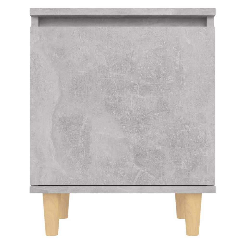 Comodini Gambe in Legno Massello 2pz Grigio Cemento 40x30x50 cm 805824