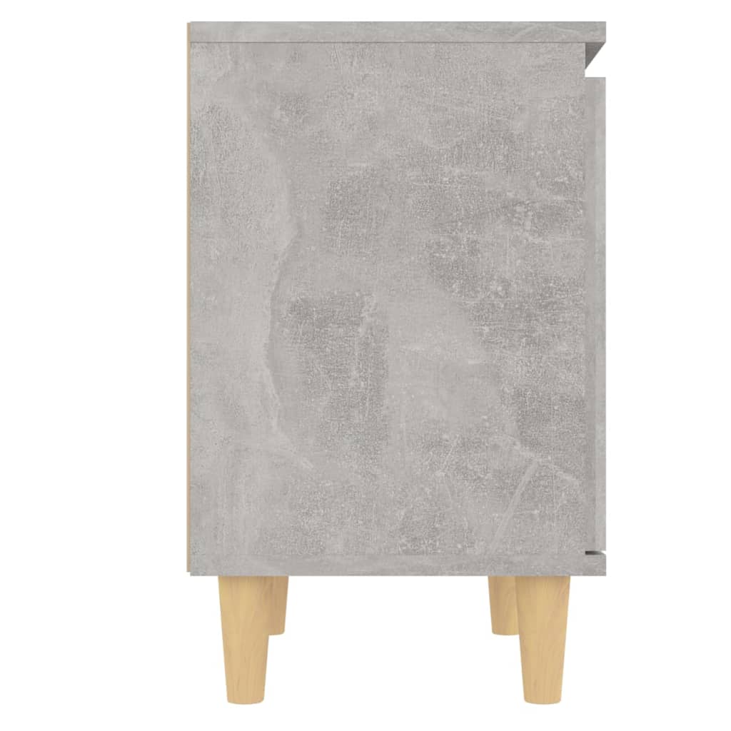 Comodini Gambe in Legno Massello 2pz Grigio Cemento 40x30x50 cm 805824
