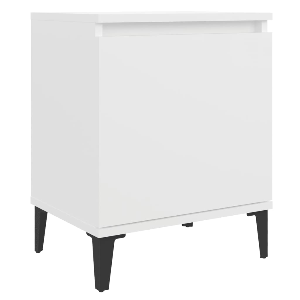 Comodino con Gambe in Metallo-Tavolino da notte Bianco 40x30x50 cm 601931