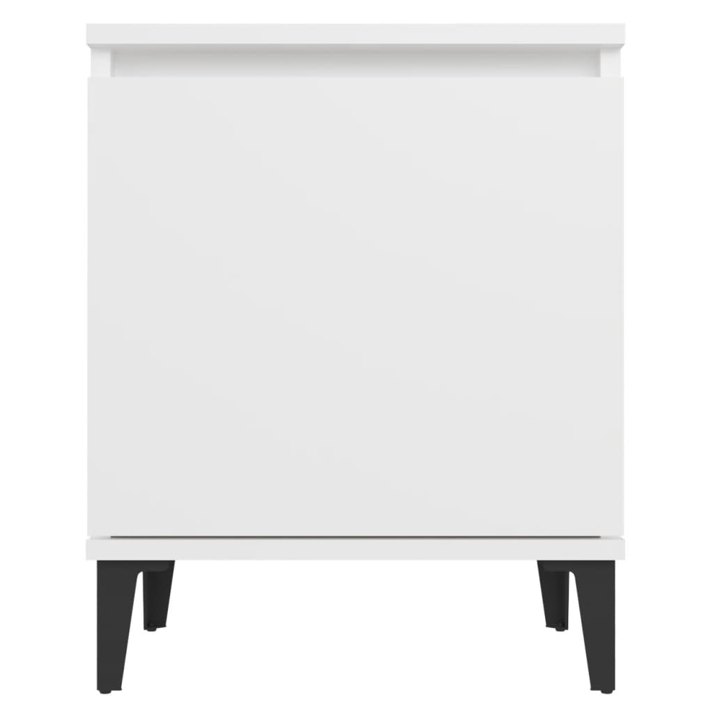 Comodino con Gambe in Metallo-Tavolino da notte Bianco 40x30x50 cm 601931