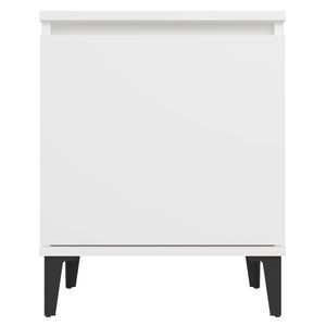 Comodino con Gambe in Metallo-Tavolino da notte Bianco 40x30x50 cm 601931