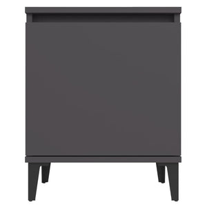 Comodino con Gambe in Metallo Grigio 40x30x50 cm 805837