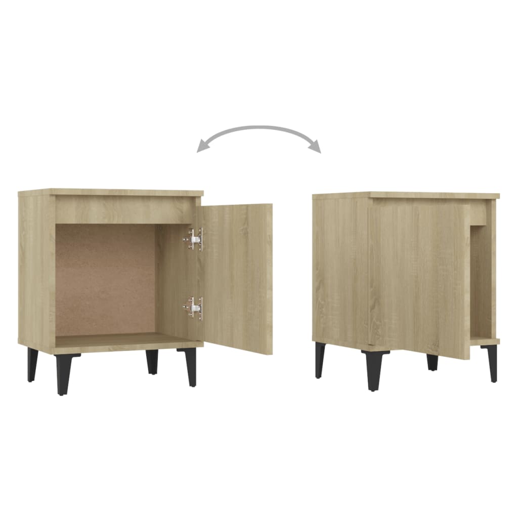 Comodini con Gambe in Metallo-Tavolino da notte Rovere Sonoma 40x30x50 cm