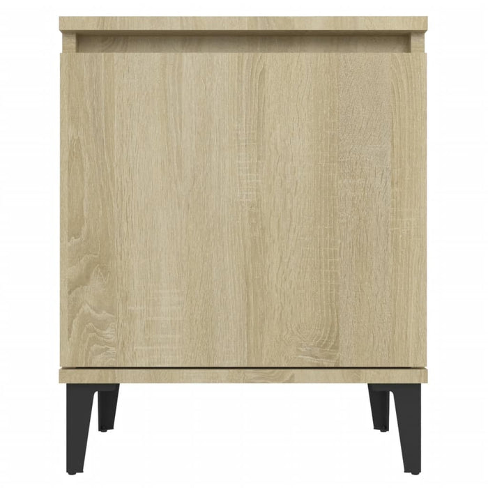 Comodini con Gambe in Metallo-Tavolino da notte Rovere Sonoma 40x30x50 cm