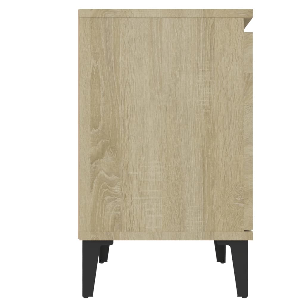 Comodini con Gambe in Metallo-Tavolino da notte Rovere Sonoma 40x30x50 cm