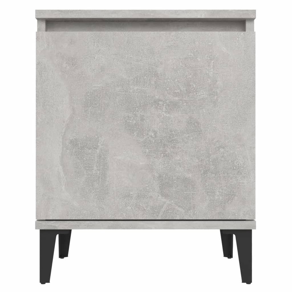 Comodino con Gambe in Metallo-Tavolino da notte Grigio Cemento 40x30x50 cm 193944