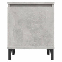 Comodino con Gambe in Metallo-Tavolino da notte Grigio Cemento 40x30x50 cm 193944