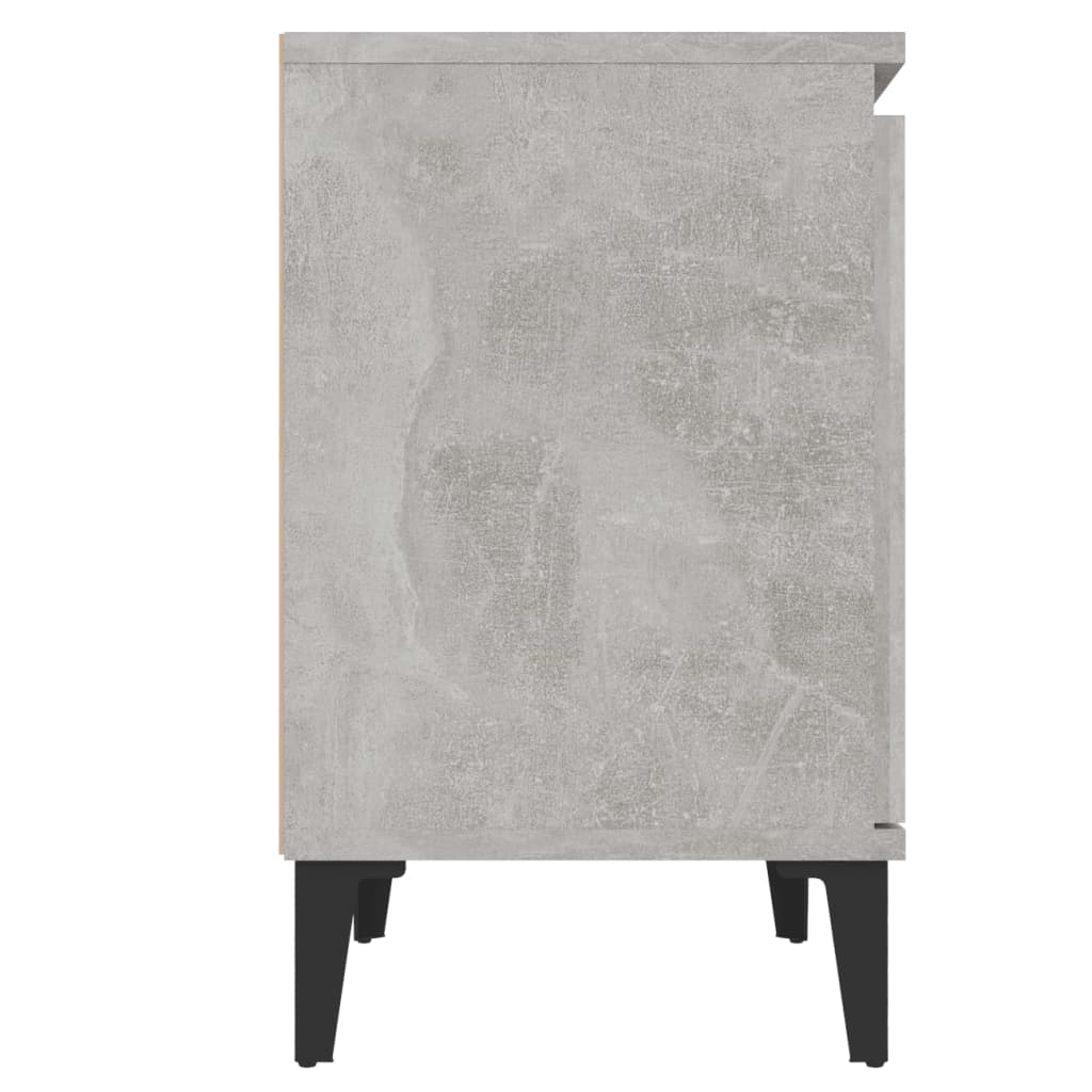 Comodino con Gambe in Metallo-Tavolino da notte Grigio Cemento 40x30x50 cm 193944