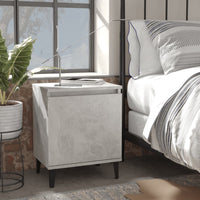 Comodino con Gambe in Metallo-Tavolino da notte Grigio Cemento 40x30x50 cm 193944