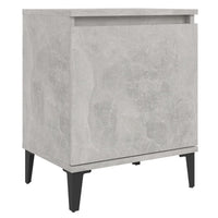 Comodini con Gambe in Metallo-Tavolino da notte Grigio Cemento 40x30x50 cm