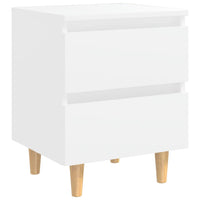 Comodino con Gambe in Pino Massello Bianco 40x35x50 cm 805851