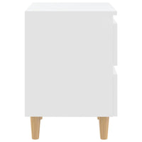 Comodino con Gambe in Pino Massello Bianco 40x35x50 cm 805851