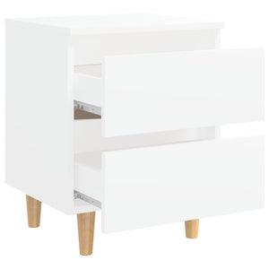 Comodino con Gambe in Legno Massello di Pino Bianco 40x35x50cm cod mxl 54478