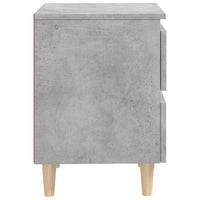 Comodino con Gambe in Pino Massello Grigio Cemento 40x35x50 cm 805859