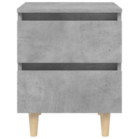 Comodini con Gambe Pino Massello 2pz Grigio Cemento 40x35x50 cm 805860