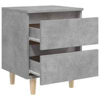 Comodini con Gambe Pino Massello 2pz Grigio Cemento 40x35x50 cm 805860