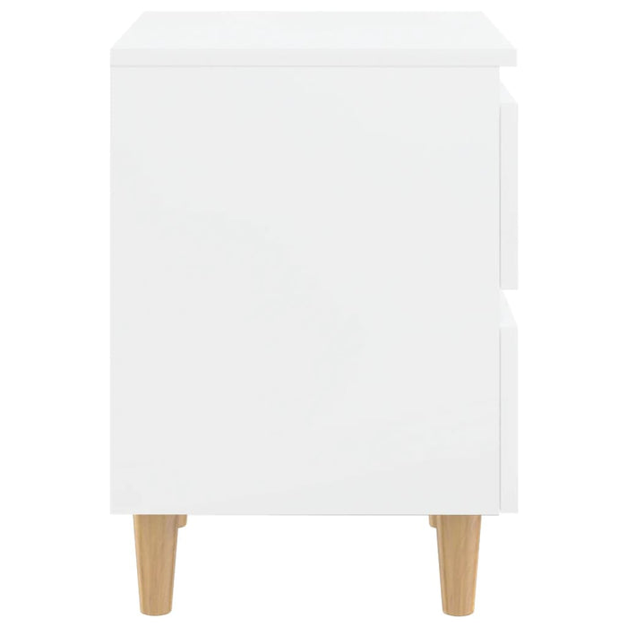 Comodini con Gambe Legno Pino 2 pz-Set di 2 Tavolino da notte Bianco Lucido 40x35x50 cm