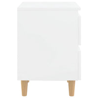 Comodini con Gambe Legno Pino 2pz Bianco Lucido 40x35x50 cm 805864